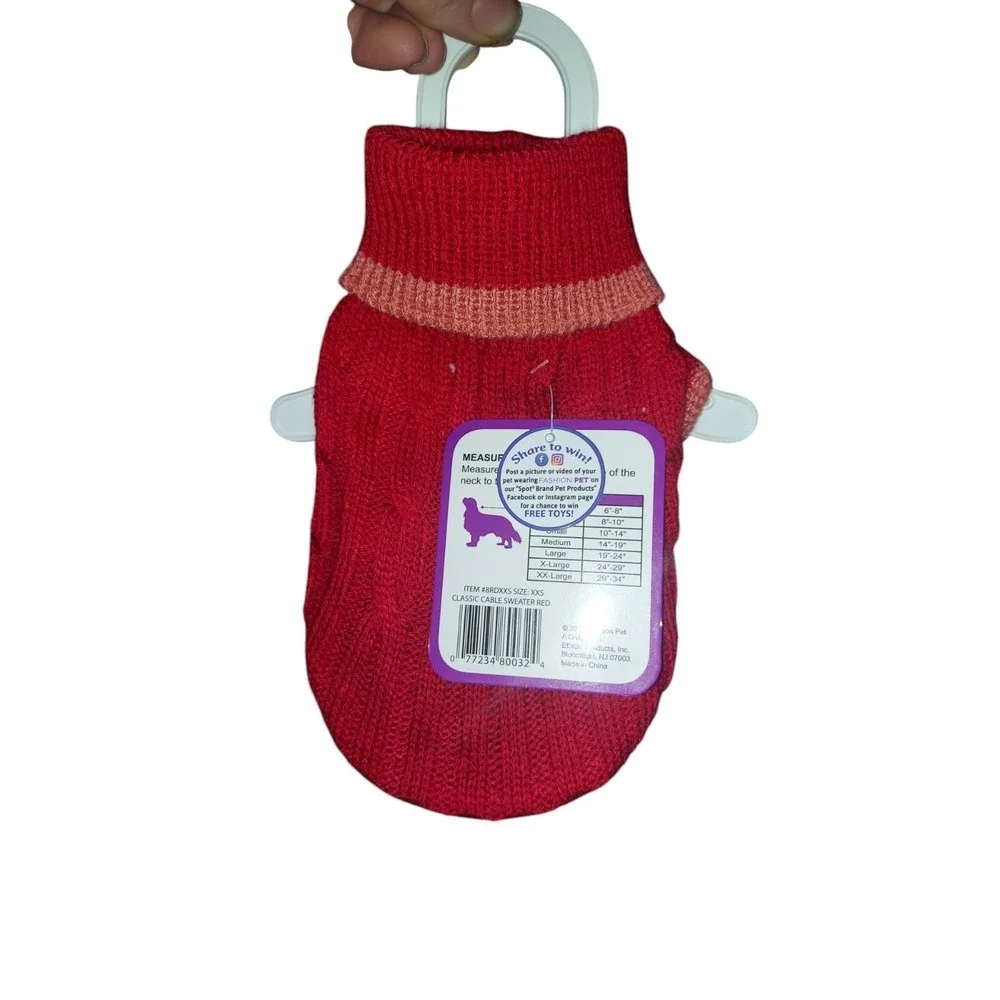 red Sweater Dog New Fashion Pet XXS XXSmall Knit Valentines